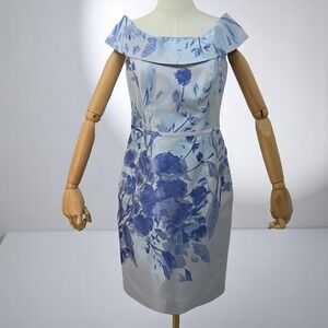 Teri Jon Rickie Freeman Floral‎ Print Jacquard Dress Party Cocktail Woman Size 6